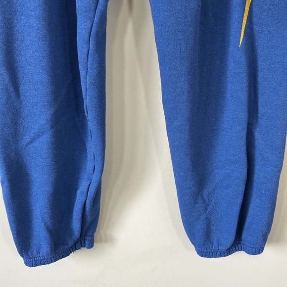 Aviator Nation Bolt Sweatpants Hand Sewn Blue Cinched Ankle Trendy Comfy Sz L - Picture 7 of 15